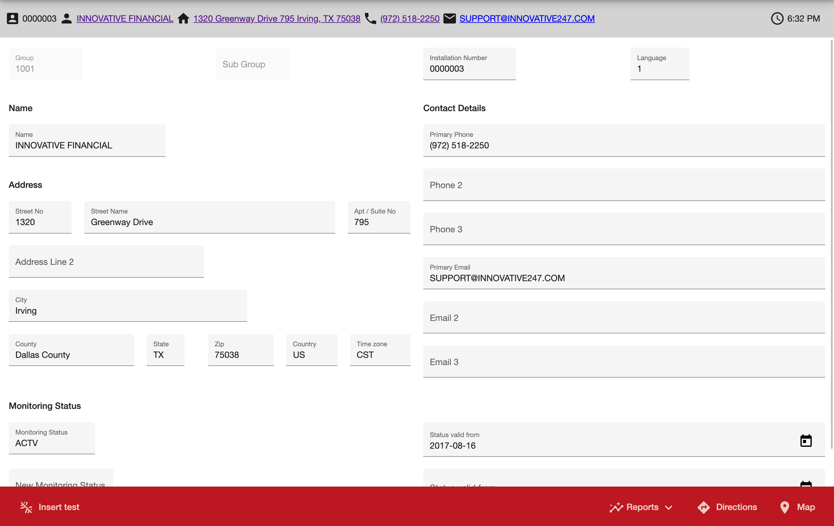 Basic account information