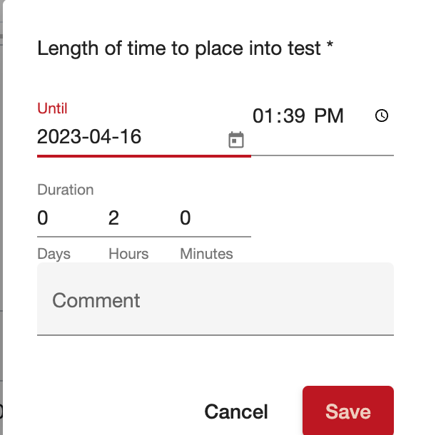 Placing an installation into test