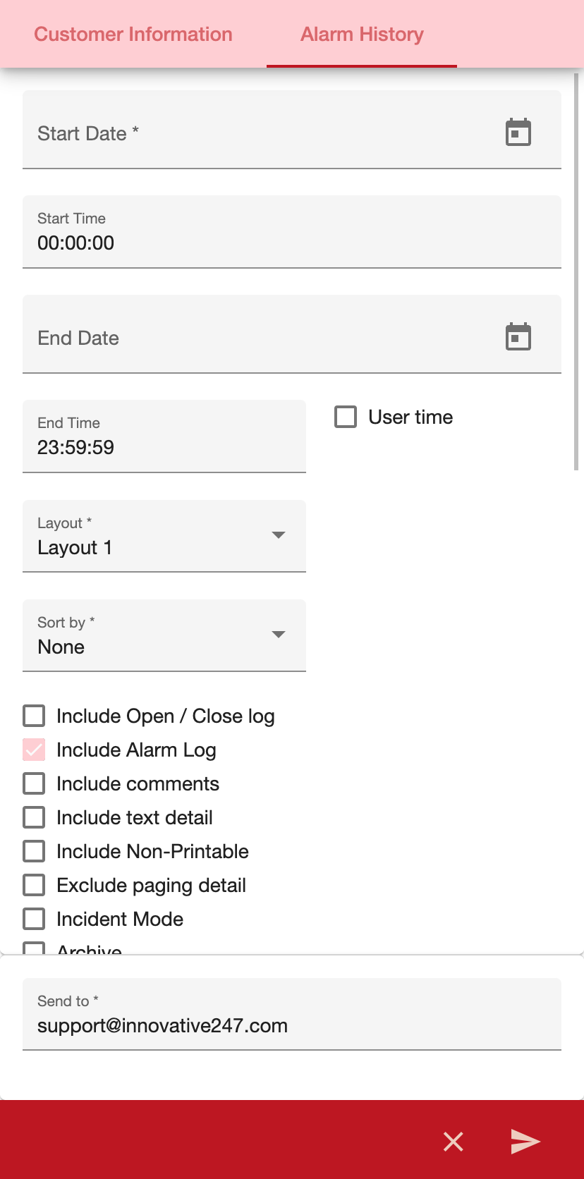 Alarm history report