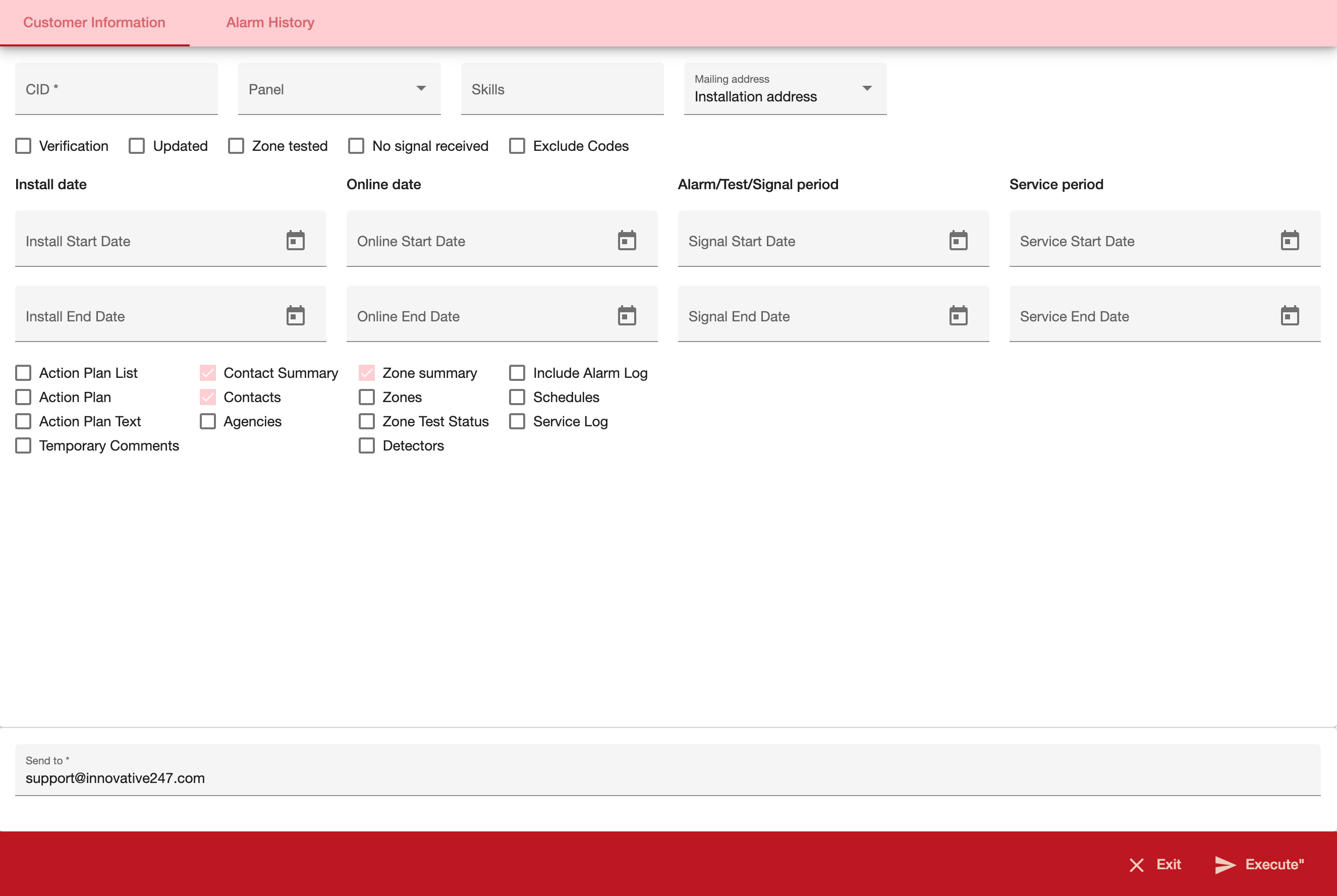 Customer Information report